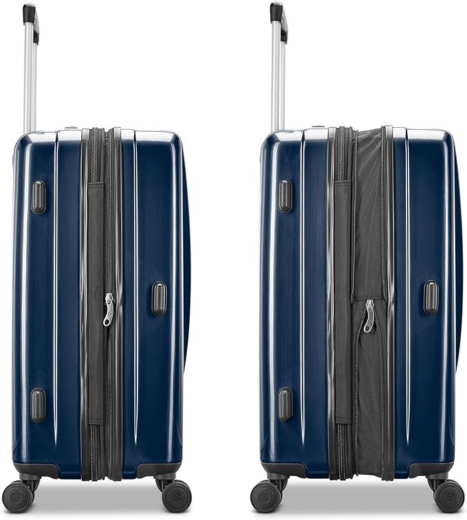 Samsonite Winfield 2 Hardside Expandable Luggage with Spinner Wheels, Navy, Checked-Large 28-Inch