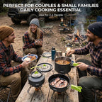 Alocs Camping Cookware Set - Lightweight Camping Pots and Pans - Portable Outdoor Cookware with Kettle - Camping Cookware Mess Kit for 2