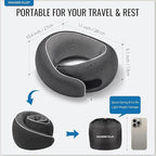 WANDER PLUS® 100% Pure Memory Foam Travel Neck Pillow Airplane Neck Support Ergonomic Design Best for Sleeping Plane Car Train Office Flight for Adults Max Sky Blue