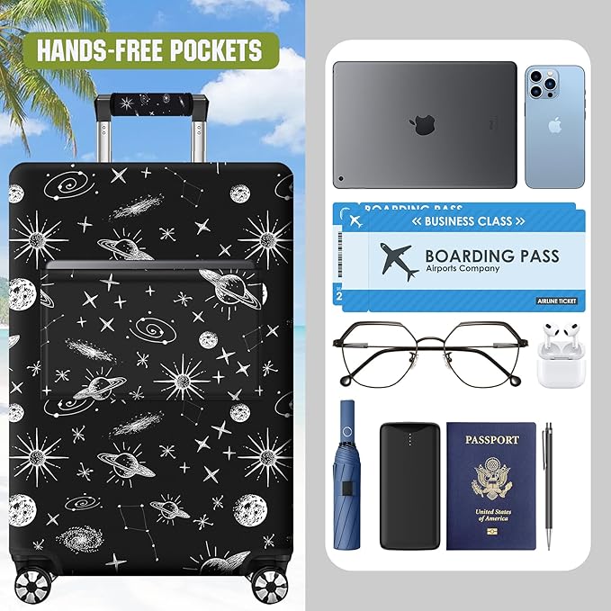 bvya Luggage Suitcase Covers for Luggage, Elastic Luggage Cover Protector Scratch Resistant Travel Essentials Suitcase Cover Fits 18 inch Luggage with Luggage Handle Cover and Luggage Tag