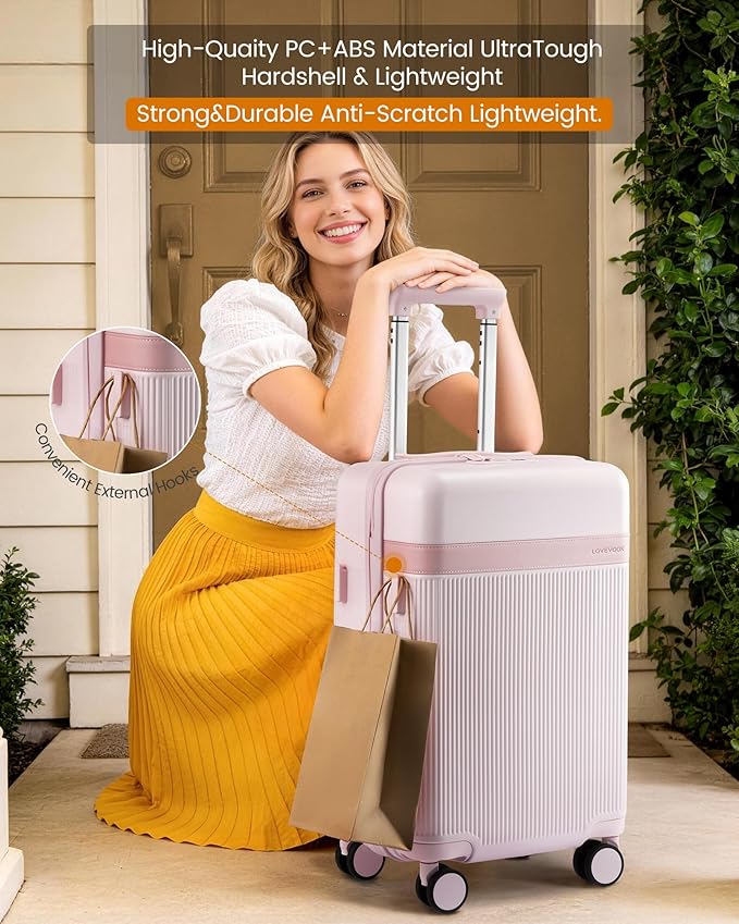 LOVEVOOK Hard Shell Carry On Luggage 22x14x9 Airline Approved with Removable Lining,22 Inch Carry On Suitcase with Spinner Wheel TSA Lock,Lightweight Checked Luggage for Men Women Travel Business Trip
