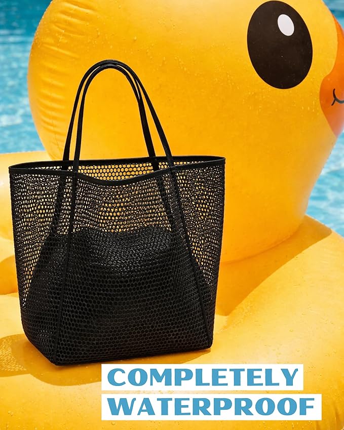 Beach Tote Bag for Women – Waterproof Mesh Tote Bag, Large Capacity Sandproof Beach Bags for Travel