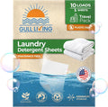 Gull Living Travel Laundry Detergent Sheets Unscented - 10 Loads - Dissolves Quickly, Removes Stains & Odors - For Home and Travel Laundry Sheets Detergent