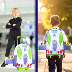 Disney Toy Story 2-in-1 Buzz Lightyear Carry On Luggage 18” Rolling Kids Mini Suitcase with Wheels & Handle 16L, Lightweight Travel Bag Gifts for Kids