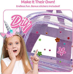 Bagseri Clear Backpack for Girls - 15 Inch Heavy Duty Kids Clear Bookbag for Kindergarten to Grade 2, Transparent School Bag with Reflective Strip, Fits Folders, Purple Mermaid