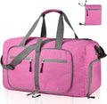 Dimayar 65L Travel Duffle Bag for Men Women - Foldable Duffel Bag with Shoes Compartment - Overnight Bags Waterproof & Tear Resistant(Rouge Pink)