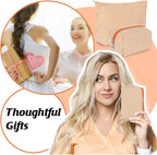 Huhumy 2 Pcs Makeup Bag Set Cute Cosmetic Pouch for Women Seersucker Travel Toiletry Bag Preppy Small Makeup Purse Pouch Aesthetic Skincare Brushes Storage Organizer for Valentine Women(Orange)