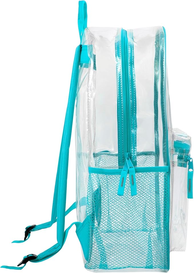 Trail maker Clear Backpack Heavy Duty with Padded Straps, Side Pockets for Kids, Boys, Girls, School, Stadium Approved Events