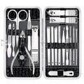 Yougai Nail Clippers Set - 18 Pcs Professional Manicure Pedicure Kit for Men Women, Stainless Steel Fingernail Toenail Clippers Cutters, Nail Care Grooming Tools with Leather Travel Case