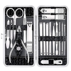 Yougai Nail Clippers Set - 18 Pcs Professional Manicure Pedicure Kit for Men Women, Stainless Steel Fingernail Toenail Clippers Cutters, Nail Care Grooming Tools with Leather Travel Case