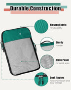 WTREE 4-Piece Packing Cubes Travel Accessories Set for Suitcases - Luggage Organizer Bags with Double Zipper - Mesh Top - Small - Green