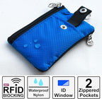 CHENSPRX Minimalist RFID Blocking Small Wallet with ID Window,WaterResistant Zip Id Case Wallet with Lanyard Keychain for Cards,Cash,Travel,Women,Men