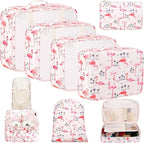 BAGAIL 8 Set Packing Cubes Luggage Packing Organizers for Travel Accessories-Pink Flamingo