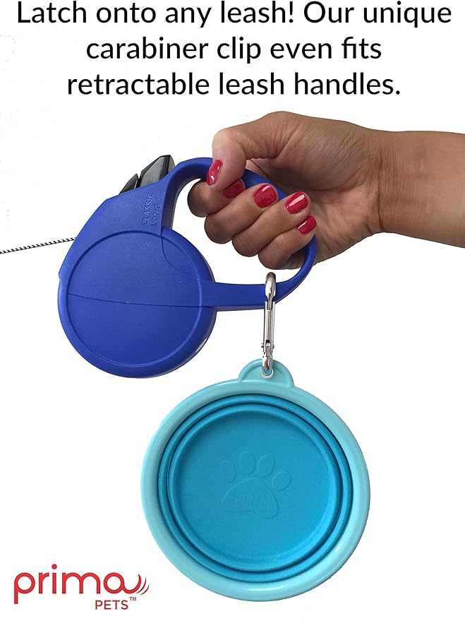 Sale: Prima Pet Collapsible Silicone Water Travel Bowl with Clip for Dog and Cat, Portable and Durable Pop-up Feeder for Convenient On-the-go Feeding – Size: Small (1.5 Cups) Aqua –2 Pack