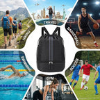 Pimoys Drawstring Backpack Gym Bag, Waterproof String Backpack with Side Mesh Pockets, Beach Bag for Basketball, Soccer, Swim, Wrestling Bag for Women Men