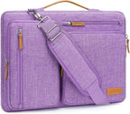 MOSISO 360 Protective Laptop Shoulder Bag,15-15.6 inch Computer Bags Compatible with MacBook Pro 16 inch, HP, Dell, Lenovo, Asus Notebook,Side Open Messenger Bag with 4 Zipper Pockets, Lilac