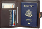 Polare Slim RFID Blocking Leather Passport Holder Travel Bifold Wallet For Men (Dark Brown(Snap Version))