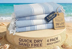 LANE LINEN Beach Towel 4 Pack, Oversized Beach Towels for Adults, Lightweight Travel Beach Towels, Pre-Washed for Soft Hand Feel, Quick Dry Beach Towels, 39"x71" - Sky Blue