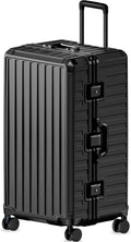 LUGGEX Checked Suitcase with Spinner Wheels, 8010S Aluminum Frame Zipperless Polycarbonate Hard Shell Suitcase (ZX-Core, Black, 30 Inch)