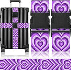Slohif Luggage Straps for Suitcases Travel Belt Accessories Luggage Connector Identifiers 2 Pack Over Handle with Buckle Unique Nylon Adjustable Strap for Sleeping Bag Car Seat Purple