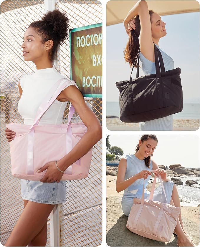 BAGSMART Tote Bag for Women, Tote Bag with Zipper Work Tote with Compartments Nurse Shoulder Hanbag for Travel, Gym