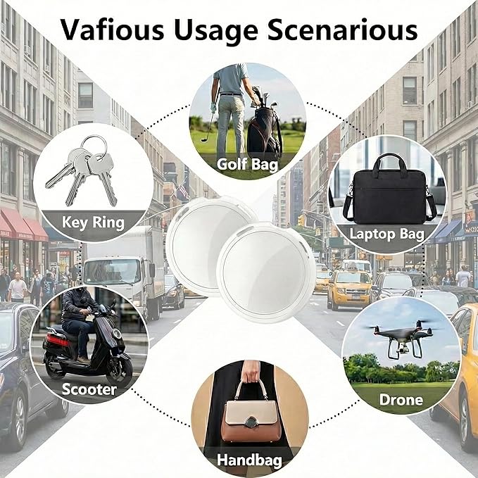 2 Pack GPS Tracker for Vehicles with Magnetic Case Work with Apple Find My(iOS Only) Waterproof Global Real-Time Location Tracking Hidden Car Device Bluetooth Finder No Fee or Subscription Required