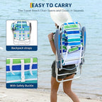GarveeLife High Backpack Beach Chair for Adults 2 Pack, Lightweight Portable Lay Flat Folding Beach Chair with 5 Positions, Backpack Straps, Phone Pocket, Cup Holder, Cooler Pouch & Towel Bar