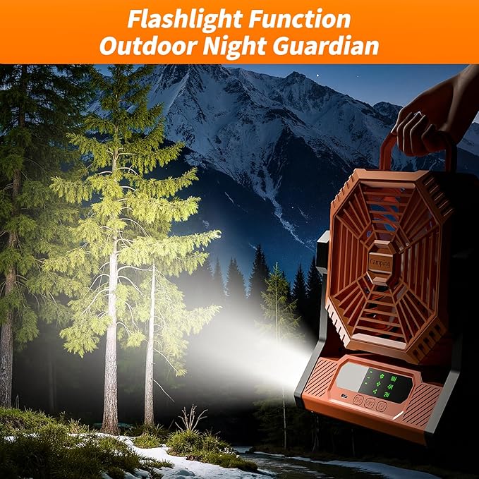 VVU&CCO Table Fan Portable Fan for Camping with LED Lantern,10000mAh Rechargeable Battery,30H Runtime,USB-C Fast Charging,3 Speeds Strong Airflow,Cordless for Travel Barbecue Home Office Tent Desk