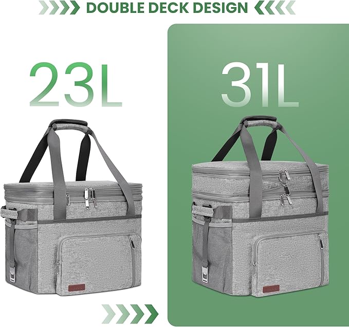 MIYCOO Cooler Bag Double Deck - 60 Can Leakproof Insulated Portable Soft Lunch Cooler, Extra Large Expandable Ice Chest Cooler for Beach, Picnic, Camping, Shopping