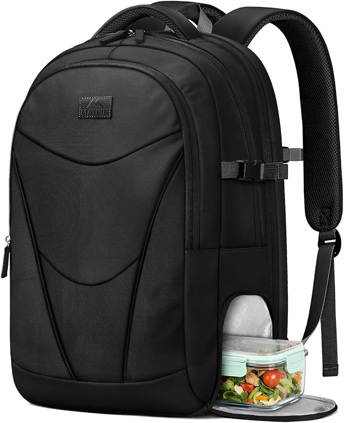 MATEIN HER Work Backpack with Lunch Compartment, Water Resistant Laptop Backpack for Office Commute with Water Bottle Holder & RFID Pocket, Teacher Nurse Travel Bag Fits 17.3'' Computer, Black