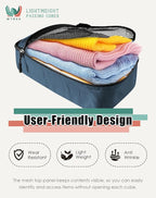 WTREE 4-Piece Packing Cubes Travel Accessories Set for Suitcases - Luggage Organizer Bags with Double Zipper - Mesh Top - Small/Medium/Large/Slim - Dark Blue