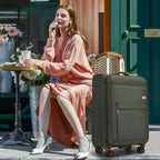 Softsied Suitcases 4 Piece Luggage, Polyester with Spinner Wheels and Lock, Suitable for Carrying Around and for Travel, Unisex, Army Green