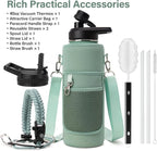 DYSANKY Insulated Water Bottle | Thickened Stainless Steel Vacuum Metal | Portable Sports Water Jug for Gym and Hiking with Straw, Carrier Bag, Handle Strap | BPA-Free 40 oz