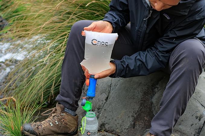 Vecto Water Collection and Filtration Bag (2L, 3L) - 28mm Neck Compatible with Popular Filters - Wide Opening for Easy Water Collection - Lightweight, Compact, Durable Tethered Cap and Slider