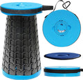 ALEVMOOM Upgraded XXL 50 Portable Collapsible Stool with Cushion,Telescoping Folding Stool for Adults,Yet More Sturdy Camping Stool with Load Capacity 1000lbs,for Outdoor Garden Hiking BBQ Blue