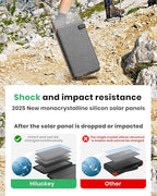 Hiluckey Solar Charger 25000mAh, Outdoor USB C Portable Power Bank with 4 Solar Panels, 3A Fast Charge External Battery Pack with 3 USB Outputs Compatible with Smartphones, Tablets