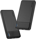 AsperX 2 Pack 10000mAh Portable Charger, USB C Fast Charging Power Bank Input & Output, Travel External Battery Pack Compatible with iPhone Samsung Android Phones, Heated Vest, Dual Black