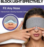 Mavogel Cotton Sleep Eye Mask - Updated Design Light Blocking with Adjustable Nose Bridge, Soft and Comfortable Night Eye Mask for Men Women, Eye Blinder for Shift Work, Includes Travel Pouch, Grey