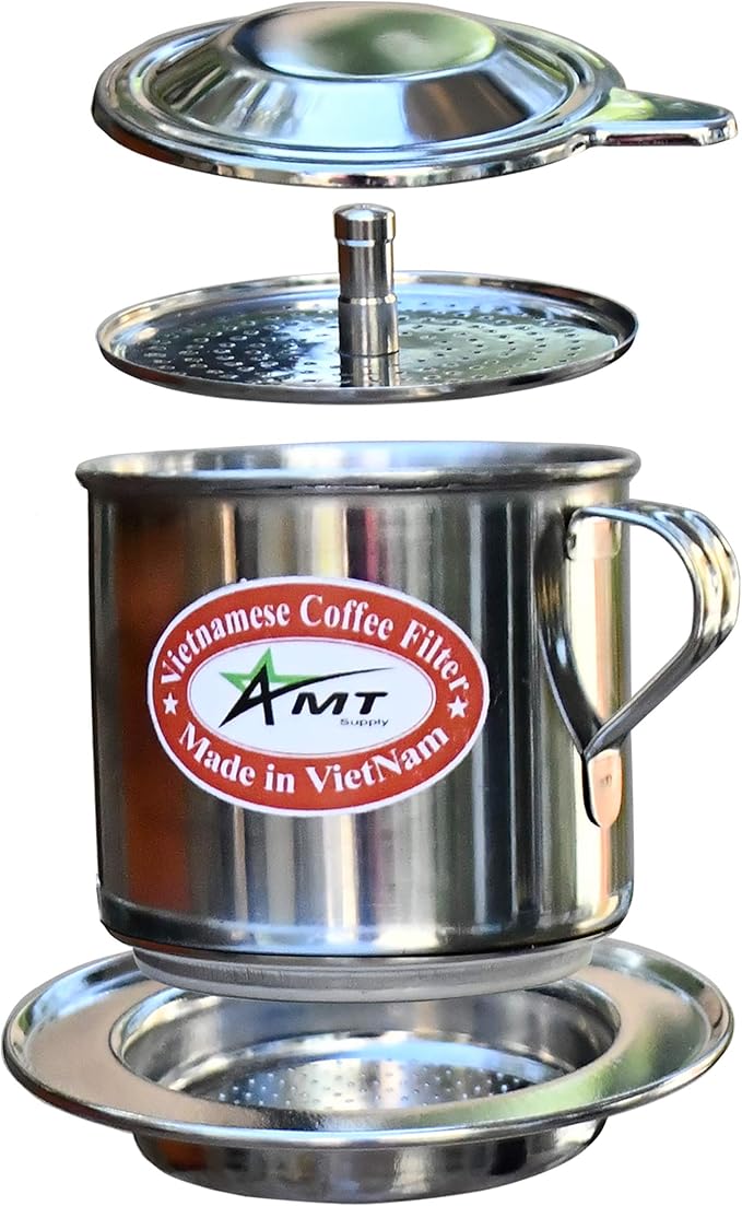 AMT 9.5 oz Coffee Maker, Phin Filter, Screw Down Coffee Dripper for Vietnamese Style Coffee at Home or Office
