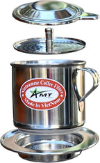 AMT 13 oz Coffee Maker - Vietnamese Phin Filter, 2-3 Servings, Screw Down Coffee Dripper for Home Office