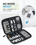 BAGSMART Large Electronics Travel Organizer Case, Tech Accessories Cord Storage Bag for Phone, Power Bank, SD Card, Cables, Black