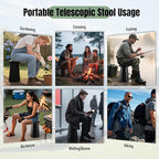 Doseno Upgraded Foldable Stool Thickened, Portable Collapsible Stool Retractable Stool for Fishing, Hiking Tours, BBQ, Parties, Outdoor Activities