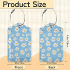 3 PCS Vintage Groovy Flowers Luggage Tags,Suitcase Tags Privacy Cover ID Label with Stainless Steel Loop and Address Card for Travel Bag Suitcase