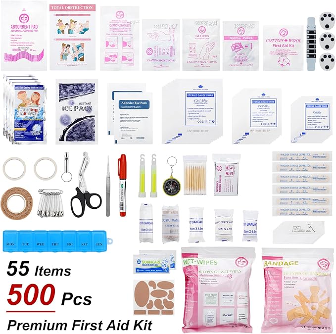 GEVOKE Professional 500 Piece Emergency First Aid Kit for Home, Car, Travel, Camping, Truck, Hiking, Sports, Office, Vehicle & Outdoor Emergencies - Emergency Medical Kit, Large First Aid Kit Survival