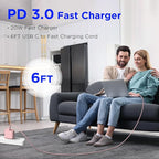 iPhone 17 16 15 Charger Fast Charging,2Pack 20W Apple iPad USB C Wall Chrager Block with 6FT USB C to C Cable for iPhone 17/Pro/Pro Max/17 Air/ 16/16 Pro/16 Pro Max/15/Plus/Pro/Pro Max (Pink)