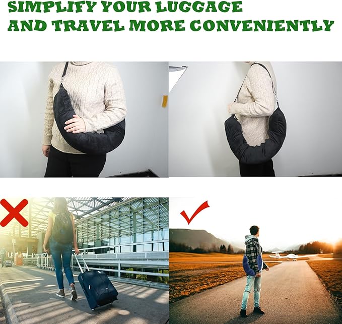 1/2PCS Travel Pillow Stuffable with Clothes As Carry-On Luggage Fits Up to 3 Days of Travel Essentials, Multifunctional U-Shaped Pillowcase for Business, Trip, Outdoor (2PCS-Blue)
