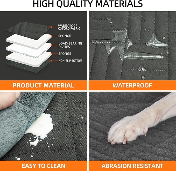 YJGF Back Seat Extender,Dog Seat Cover for Back Seat,Hard Bottom Car Seat Cover for Dogs,Dog Hammock for Car,Back Seat Pet Cover for Dogs（Grey,for Car/SUV/Small Truck）
