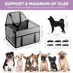 GENORTH Small Dog Car Seat - Portable Puppy/Pet Booster Seat with Clip-On Leash and Mesh Window for Small Pets Up to 11 lbs