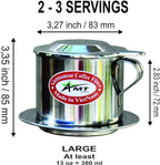 AMT 13 oz Coffee Maker - Vietnamese Phin Filter, 2-3 Servings, Screw Down Coffee Dripper for Home Office