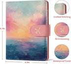 Passport Holder for Travel Essentials, RFID Blocking Leather Cover Wallet with Magnetic Closure, Aesthetic & Cute Passport Book Case for Women and Men - Sunrise (Upgraded with Money Pocket)